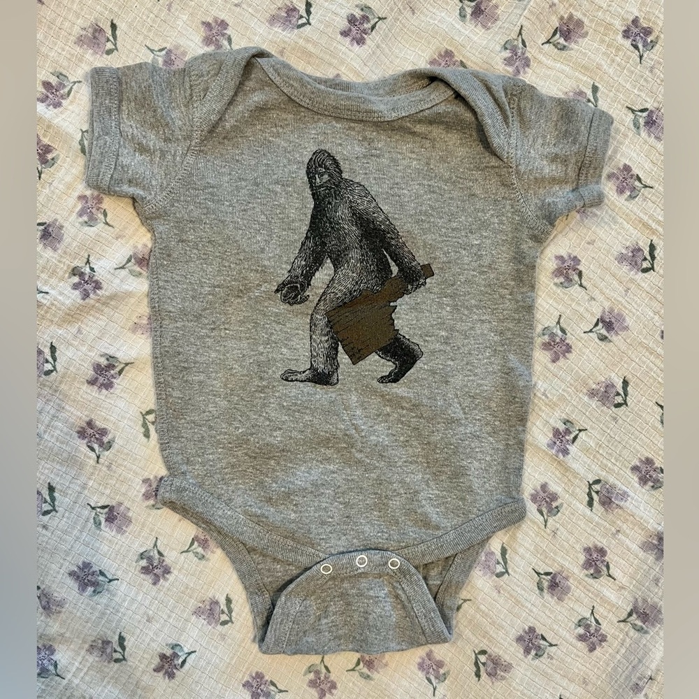 Rabbit Skins Gray Idaho Bigfoot Baby Onesie 12 M